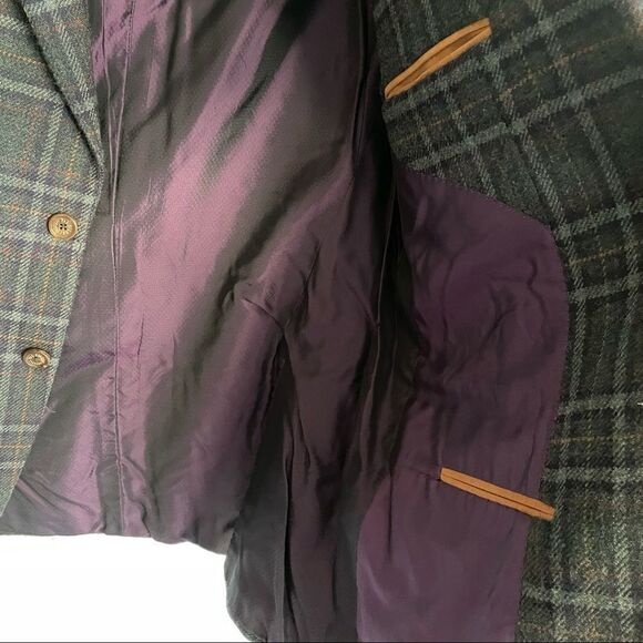 PAL ZILERI Wool Cashmere Checked Plaid Blazer Purple 40R - Picture 9 of 12